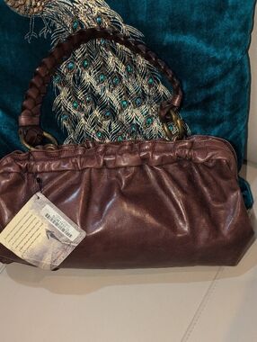 HOBO Brown Leather Braided-Handle Shoulder Bag NWT